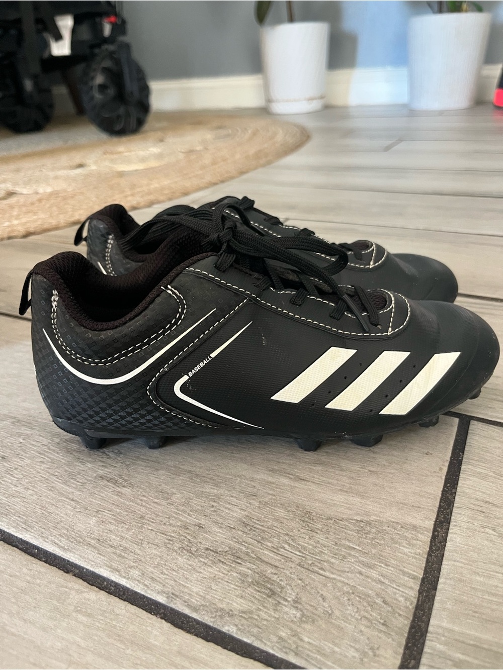 adidas Kids Black and White Cleats